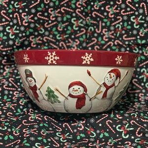 St. Nicholas Square Snowman Bowl - Red and White